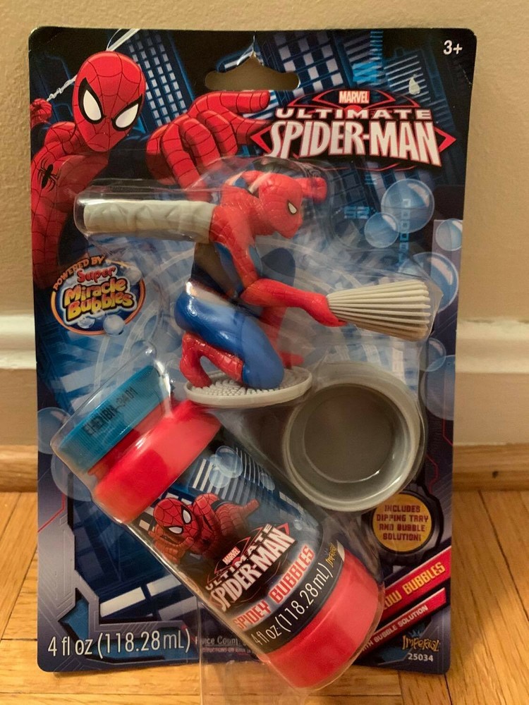 Marvel Ultimate Spiderman Dip N Blow Bubble w/ Spiderman Bubble Wand & Bubbles 