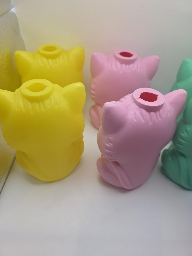 Vintage 7 Plastic Blow Mold Kitty Cat Replacement Camping Patio RV String Light