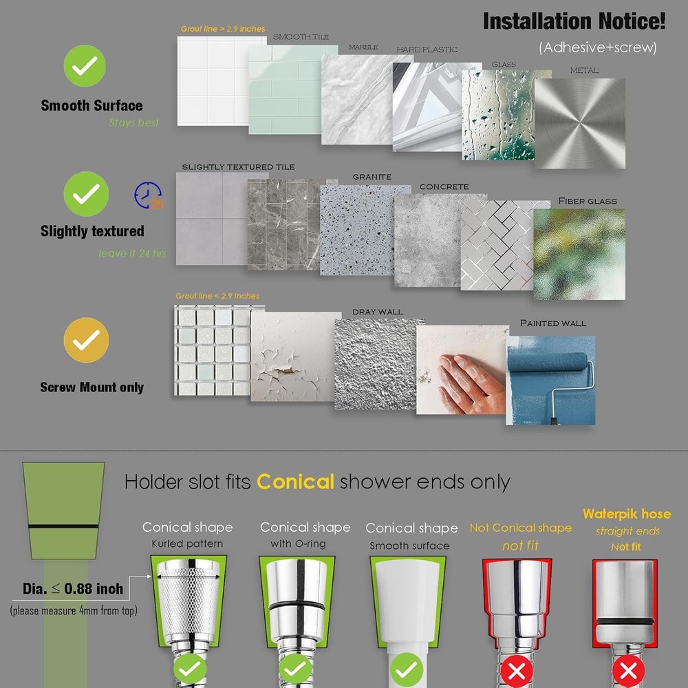 Handle held Shower Head Holder - 5 Positions Adjustable - Gloss White