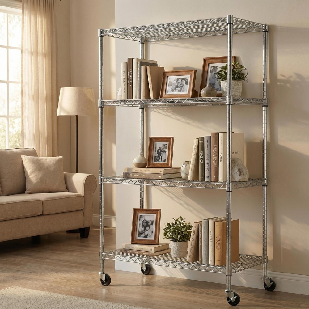 4-Tier Heavy-Duty Wire Shelving Unit Adjustable Rustproof Storage Rack