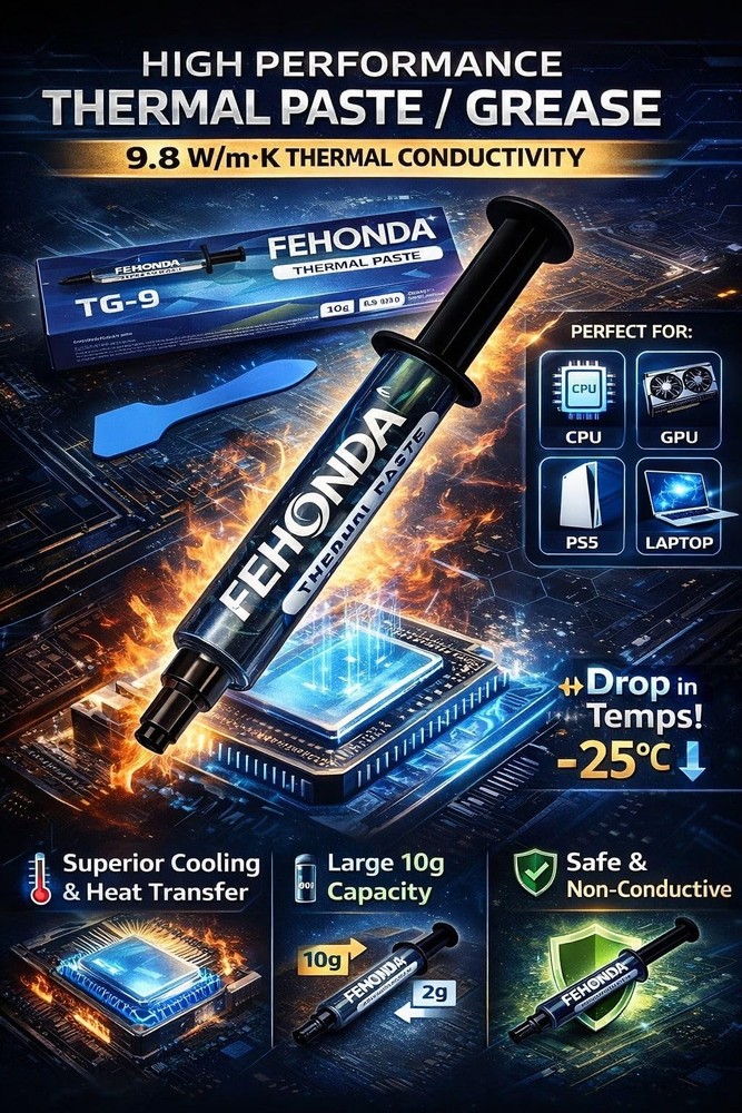 Thermal Paste 10g – 9.8 W/m·K Ultimate High Performance CPU Thermal Compound,...