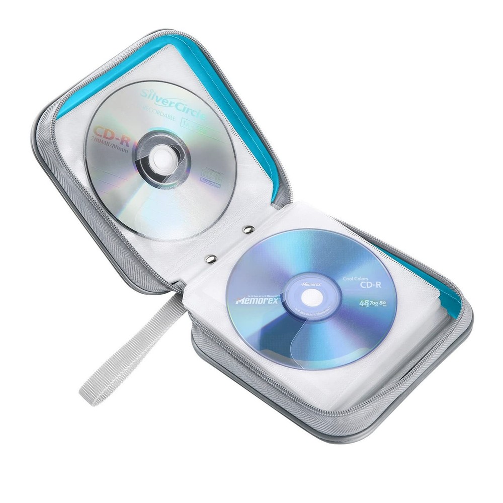Siveit CD Case, 40 Capacity CD/DVD Case Holders Wallet 40 Capacity, Sky Blue