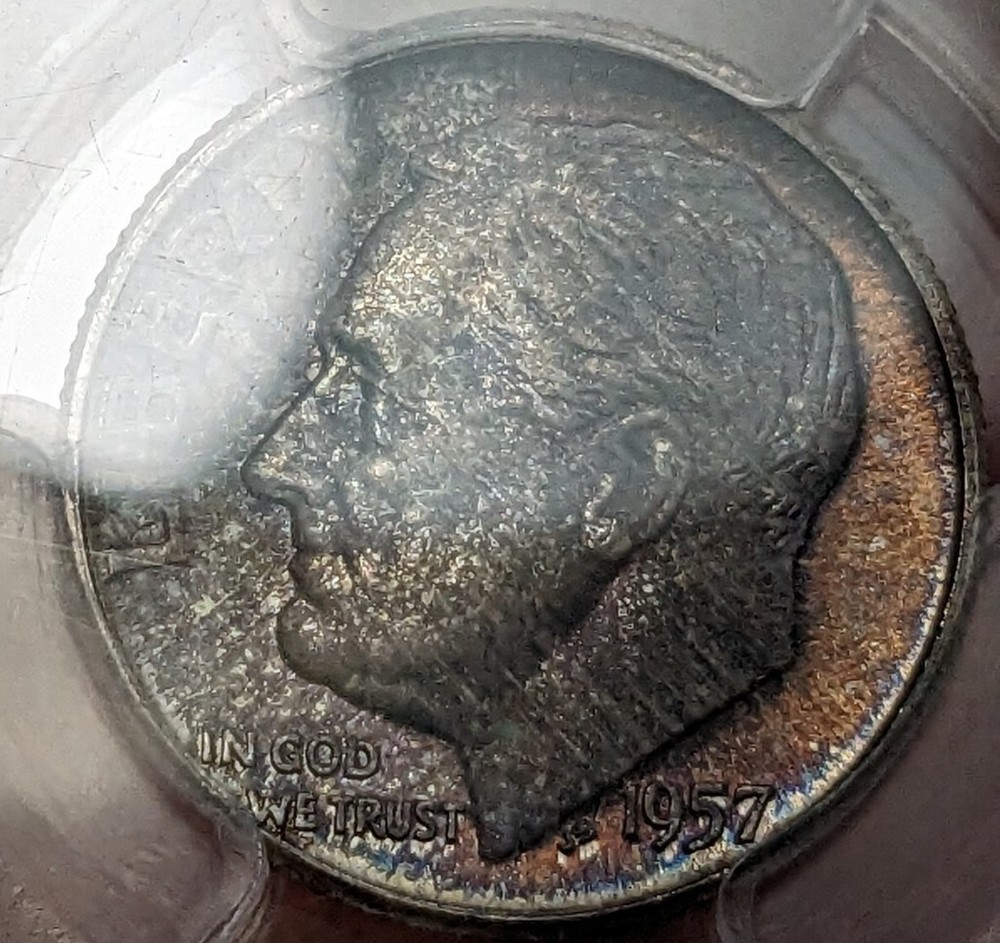 1957 - P - Roosevelt Silver Dime - PCGS - MS 66 - Toned