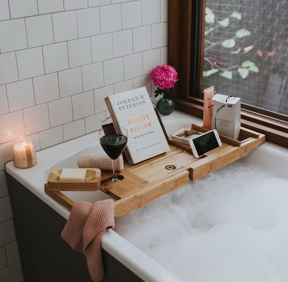 Pristine Bamboo Bath Tray- New In Box