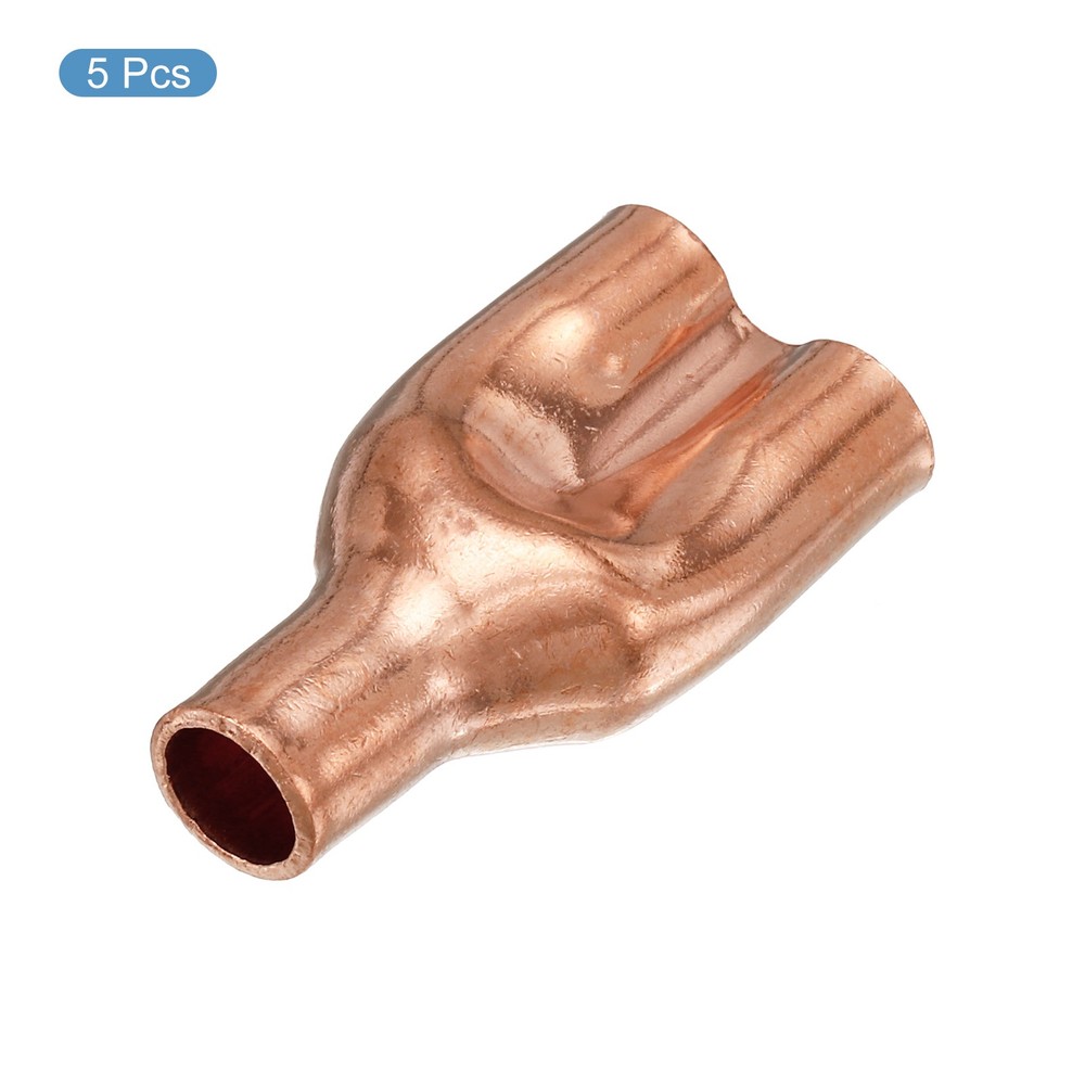 Tee Y Type Copper Fitting Welding Joint Split for Refrigeration System,5pack