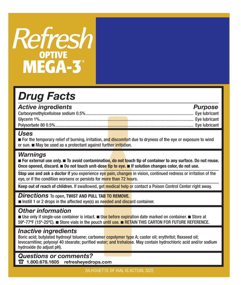 Refresh Optive Mega-3 Lubricant Eye Drops 70 Single Use Vials