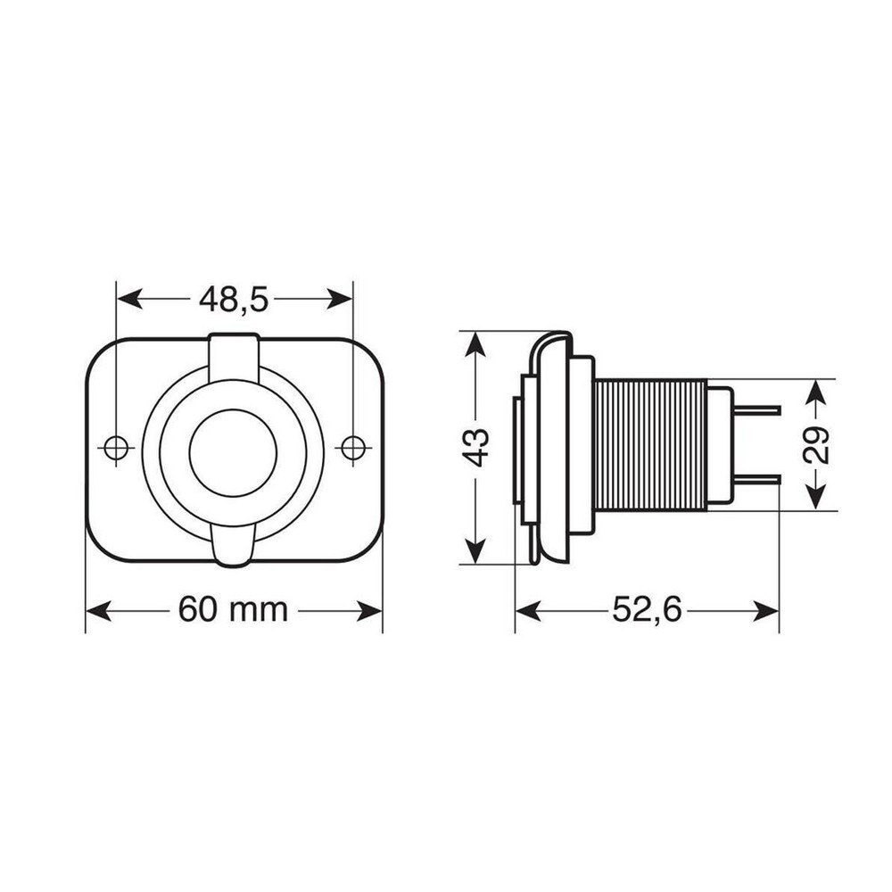 Dual Lamp Ext-12 USB A + USB C Recessed Mount 12/24V Socket