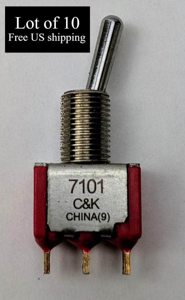 C&K 7101 Mini Toggle Switch SPDT On-On 5A 120VAC Panel Mount 10-Pack