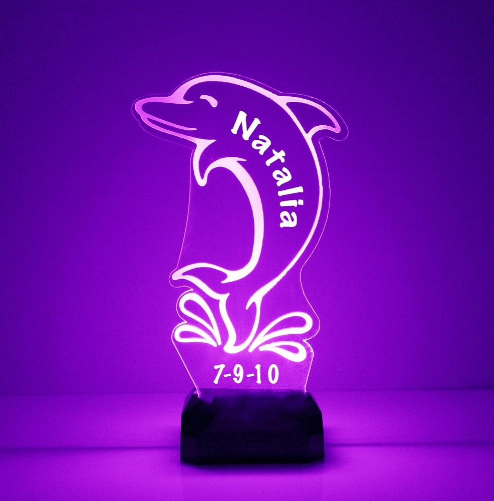 Dolphin, Personalized Night Lamp - FREE Name Engraved Gift - LED Night Light,