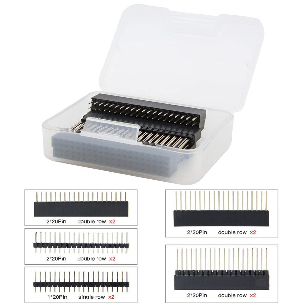 40 Pin Stacking Female Header Kit for Raspberry Pi GPIO Extensions – 2x20 Pack