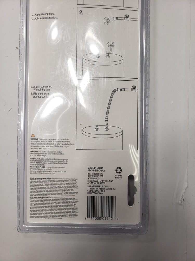 Everbilt Water Heater Electric Installation Kit Flexible Braid Water Connectors