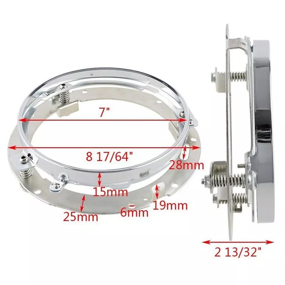 7inch Chrome Motorcycle Round LED Headlight Mounting Bracket Ring Holder Adapter