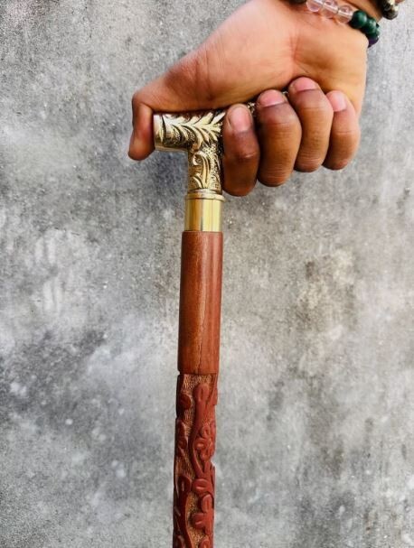 Walking Cane Brass Handle | 36" Victorian Handmade Designer Style