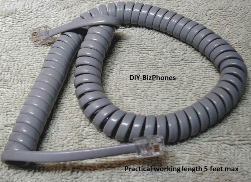 Light/Medium Gray 9Ft  Phone Handset Cord RJ9 Curly Coil Bulk Pack