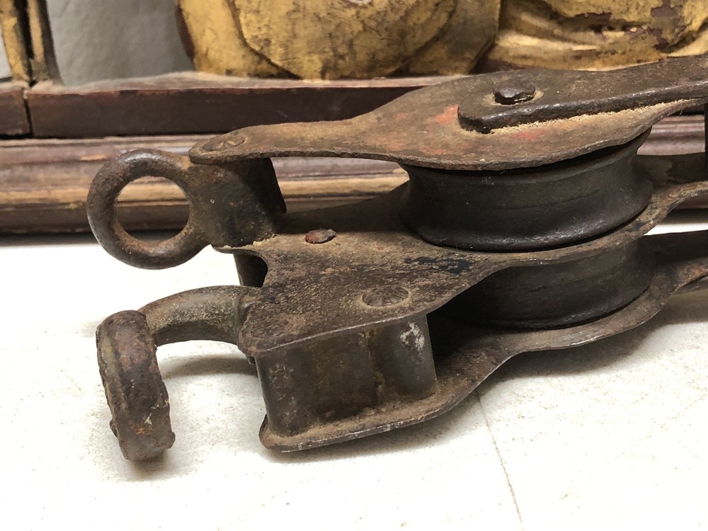 Antique Double Pulley - Rustic