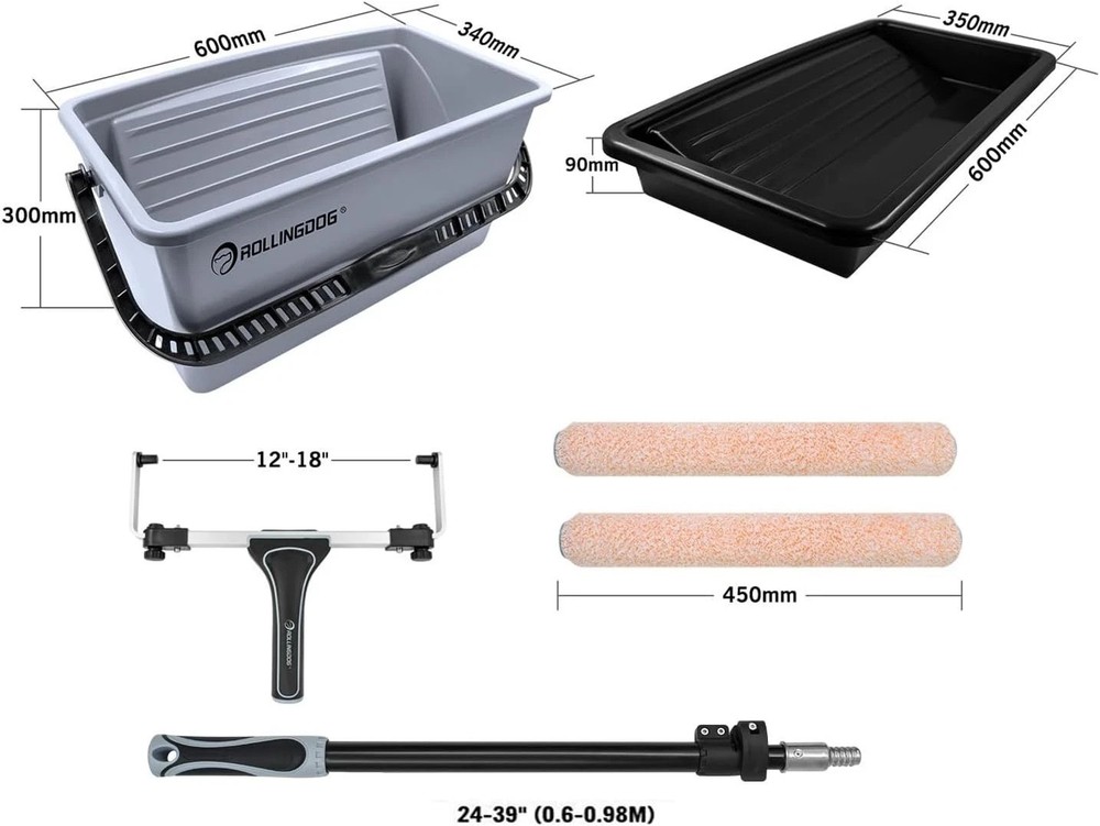 Elite 18 Inch Paint Roller System, 20pc Microfiber Covers, Telescoping Pole, ...