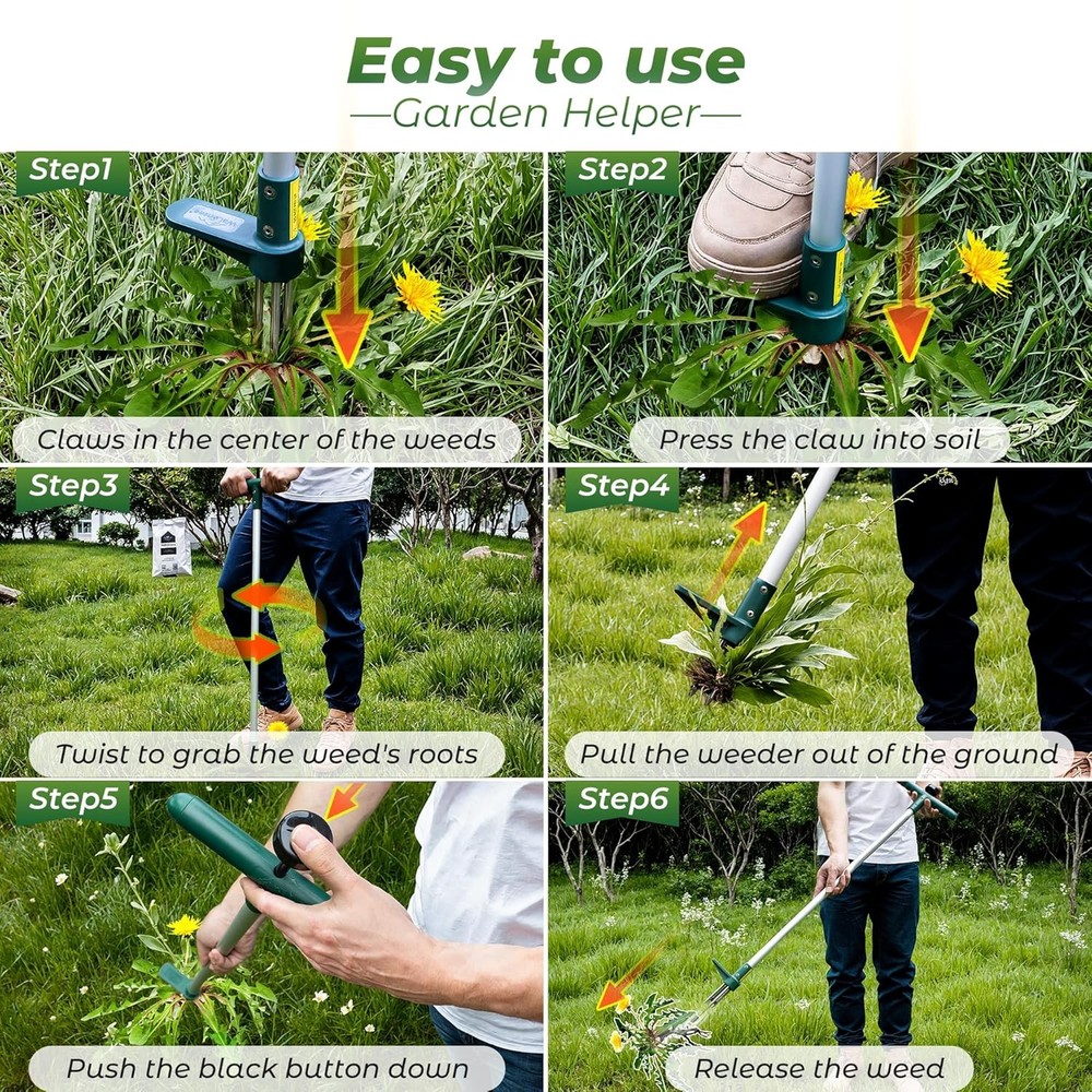 Standing Weed Puller Long Handle Hand Weeding Tool Bayonet Deep Root Remover