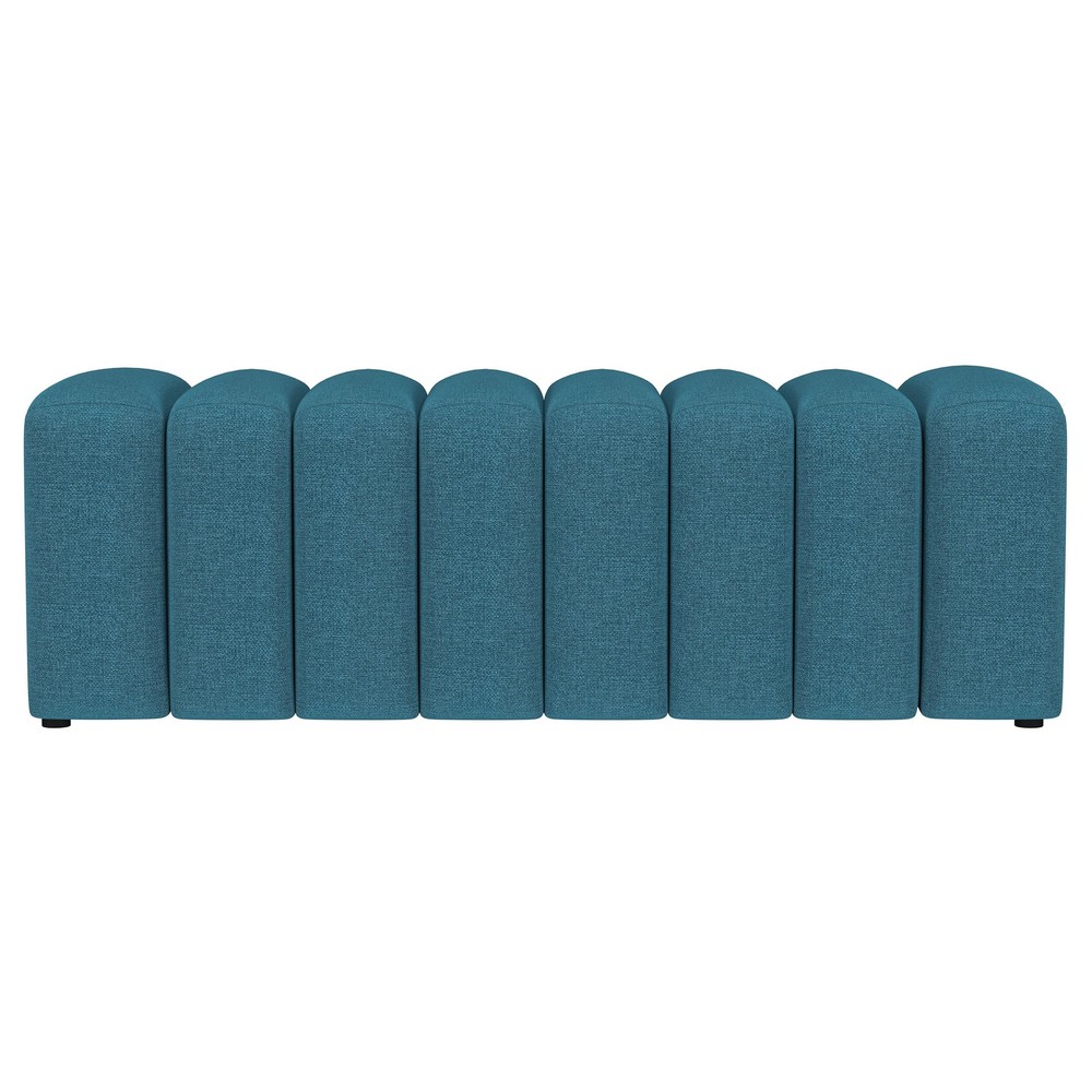 Summer Fabric Upholstered Tufted Accent Bench Peacock Blue