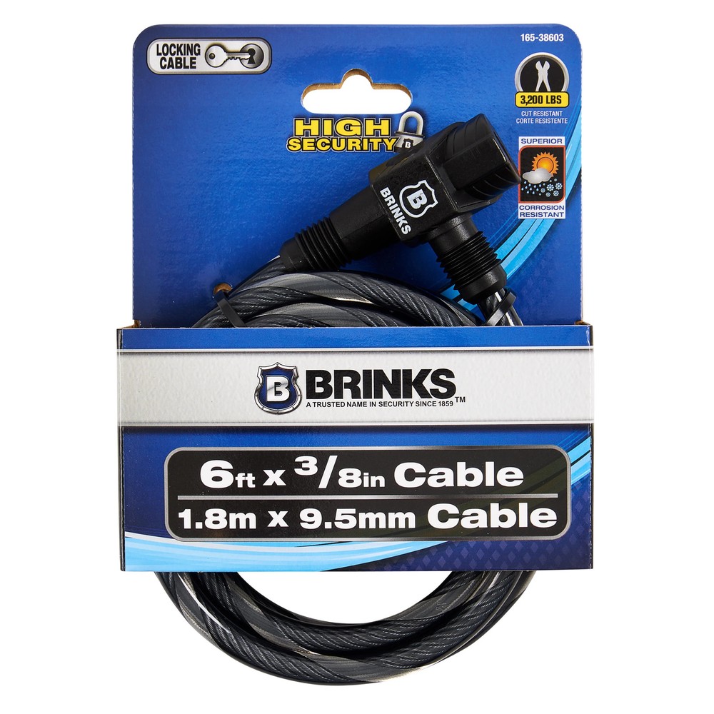 Brinks Covered Steel 3/8in x 6ft Keyed Bicycle Cable Lock
