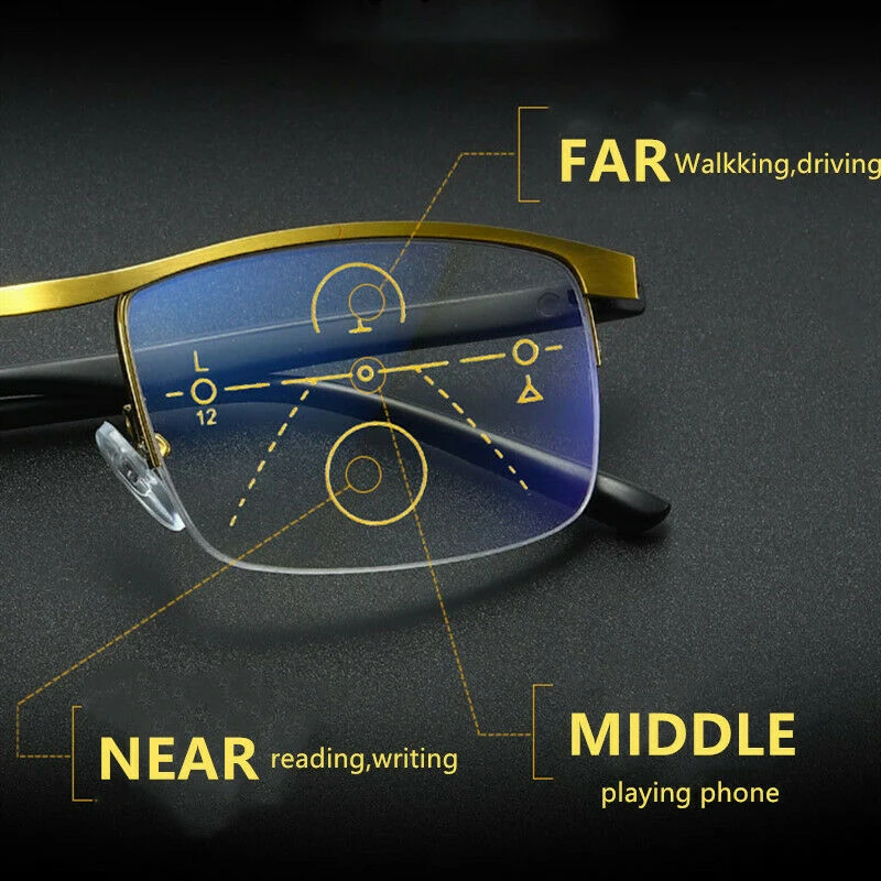 German Intelligent Color Progressive Auto Focus Reading Glasses Classic Durable