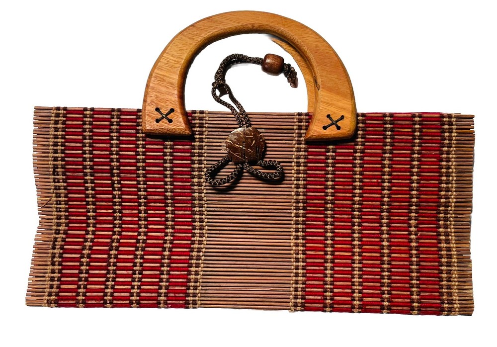 Collapsible Double Handle Matchstick Shade Tote/Purse