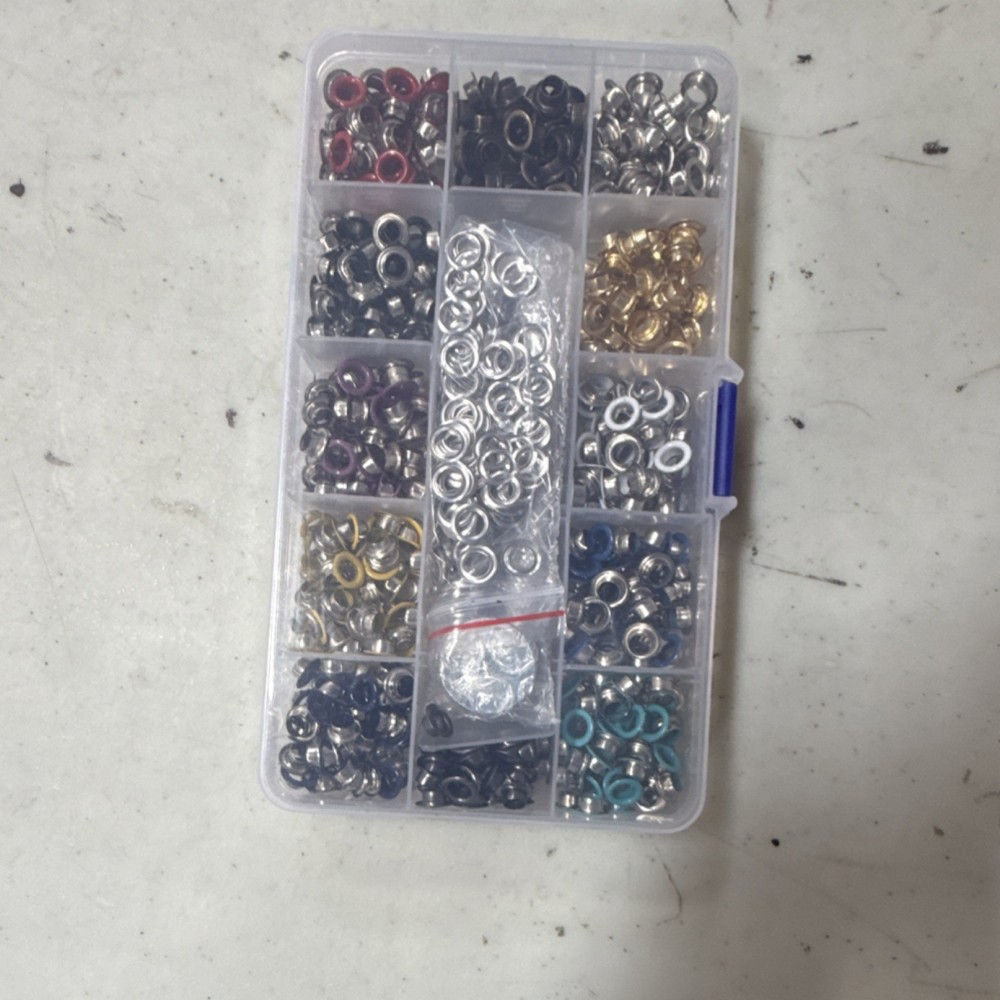 Assorted Multicolor Metal Eyelets Only Set with Organizer Box for Craft Projects