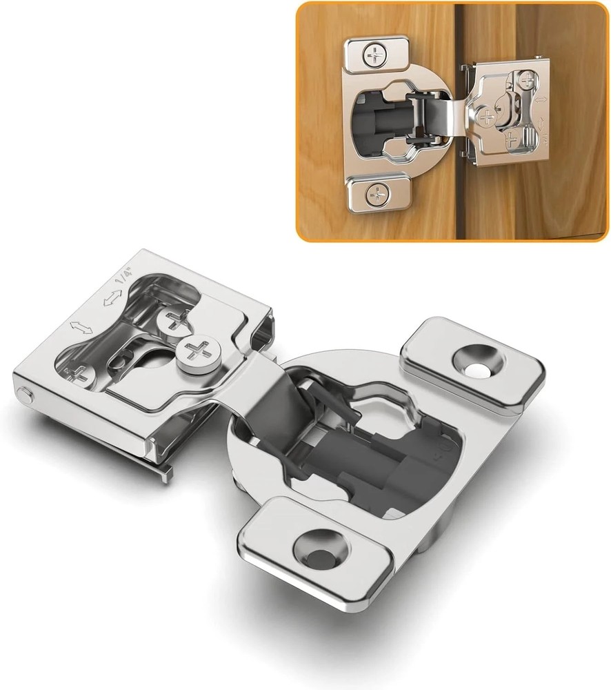 4 Pack 1/4"Small Overlay 4D Concealed Hinges for Face Frame Door Soft Close