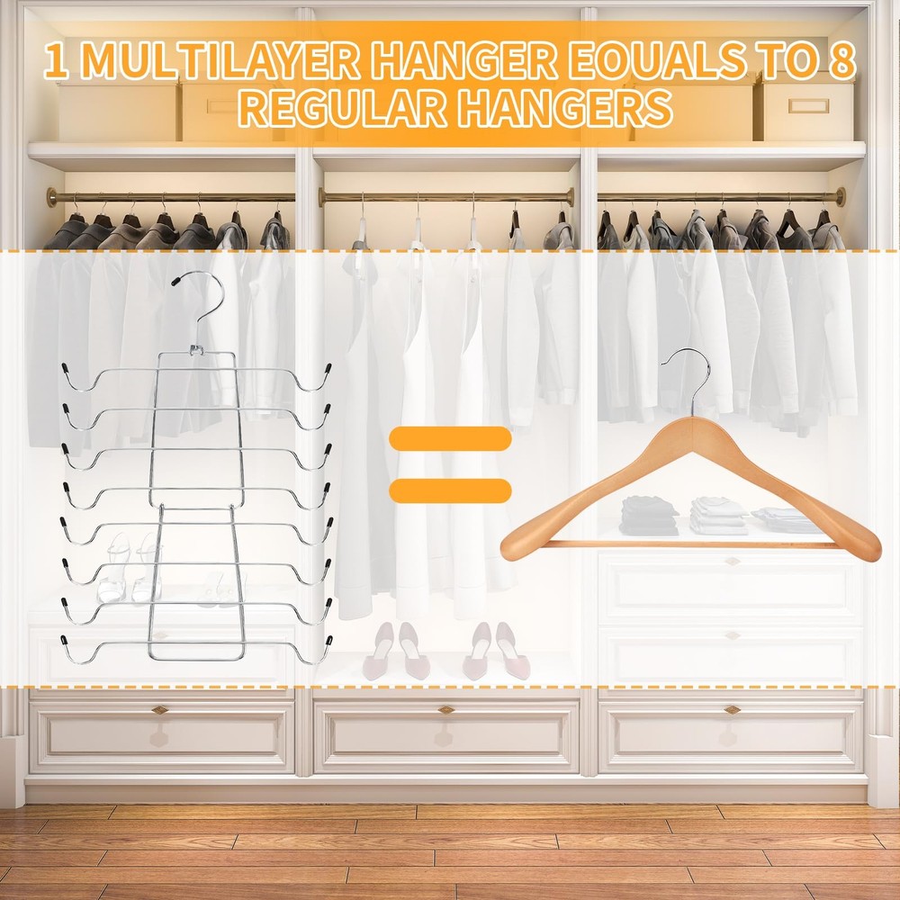 2Pcs Multi-Layer Folding Hangers - 360°Swivel Hook Space Saving Hanger for Ta...