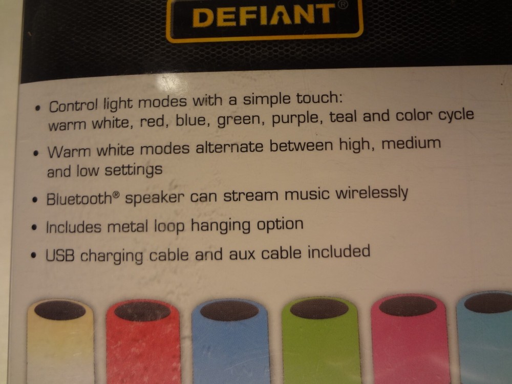 LED Touch Light Bluetooth Speaker - Defiant Rechargeable Color Changing - Black