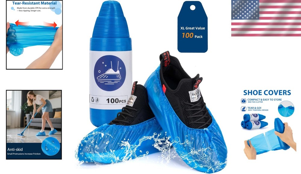 Versatile Waterproof Shoe Covers - 100 Pack Non-Slip Booties for Various Uses