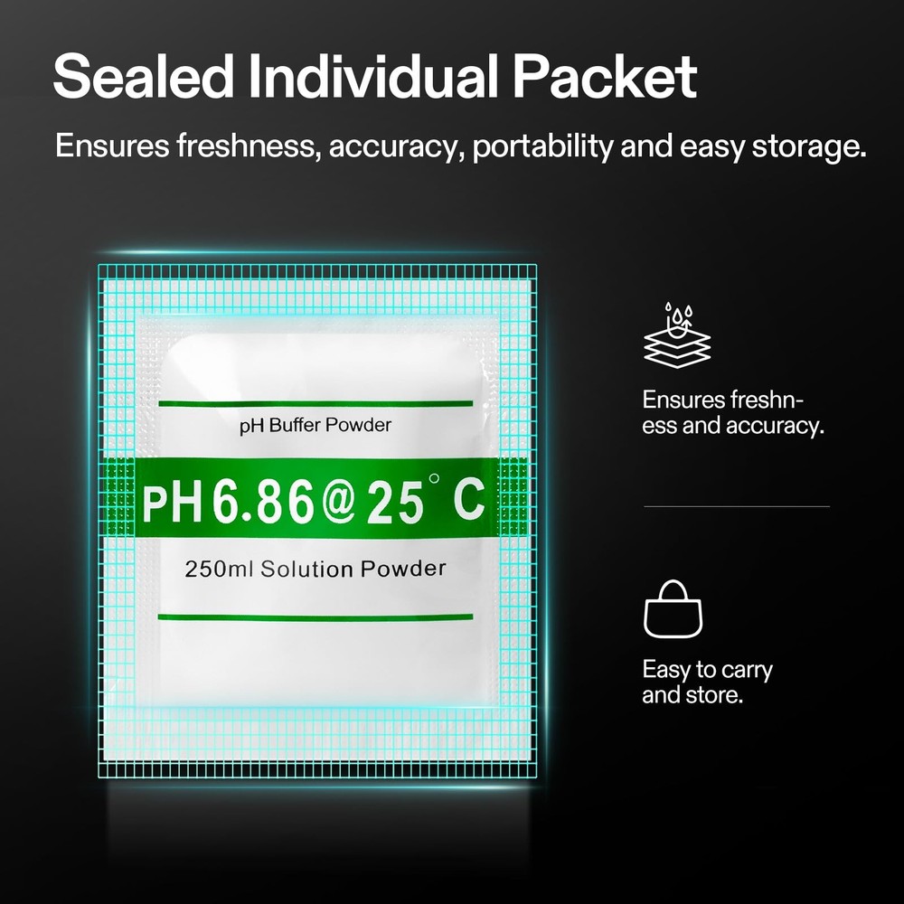 VIVOSUN 18-Pack pH Meter Buffer Solution Powder, 6.86/4.00/9.18, White