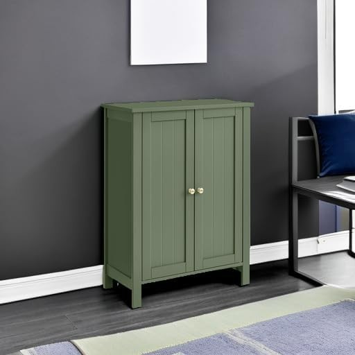 Robust Forest Green Storage Unit – 3 Compartment Cabinet with Adjustable Shelves
