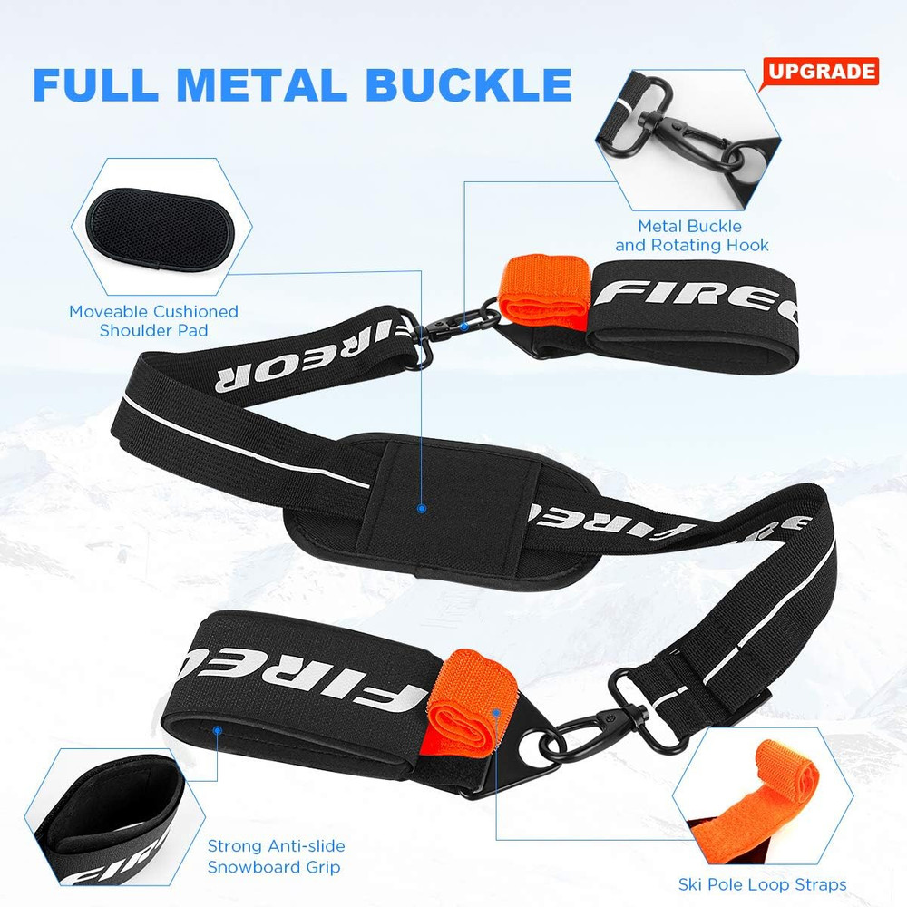 Ski Carrier Strap Set Snowboard Pole Boot Sling Adjustable Shoulder Kit