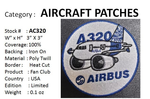 AIRBUS 320- - 3” Cloth Patch - AC320
