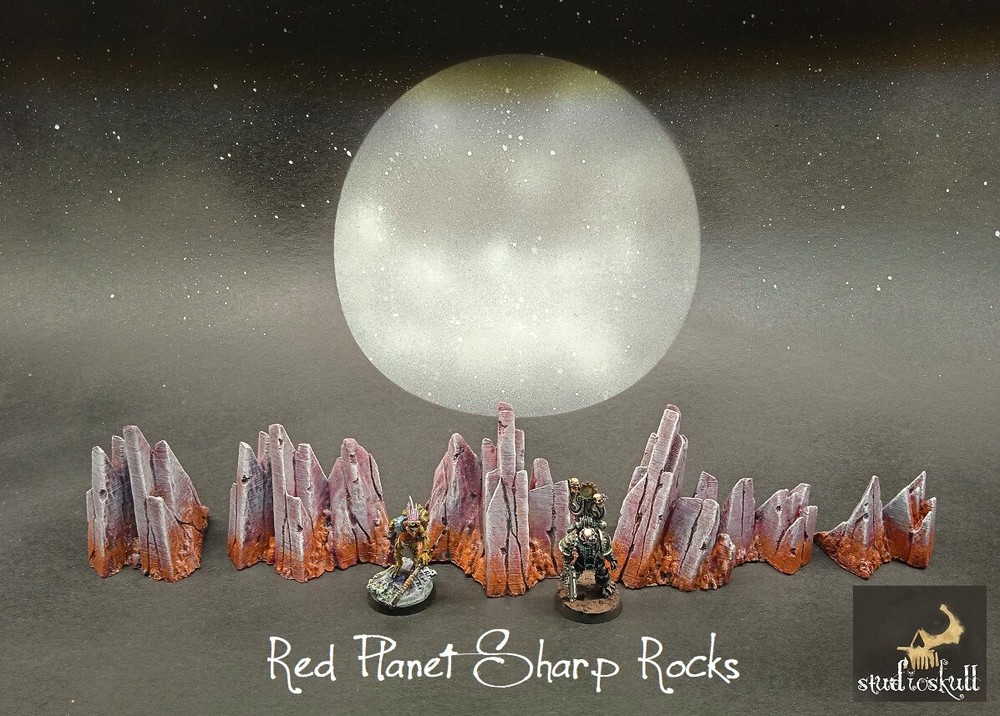 TERRAIN SCENERY RED PLANET SHARP ROCKS 5 PCS PAINTED WARHAMMER 40K
