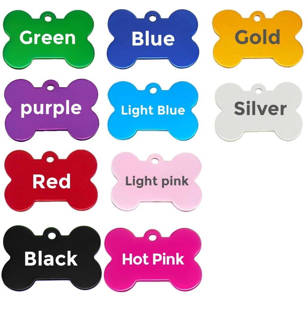 Custom Engraved Personalized Pet Tags, Dog ID Tag, Bone Aluminum Charm