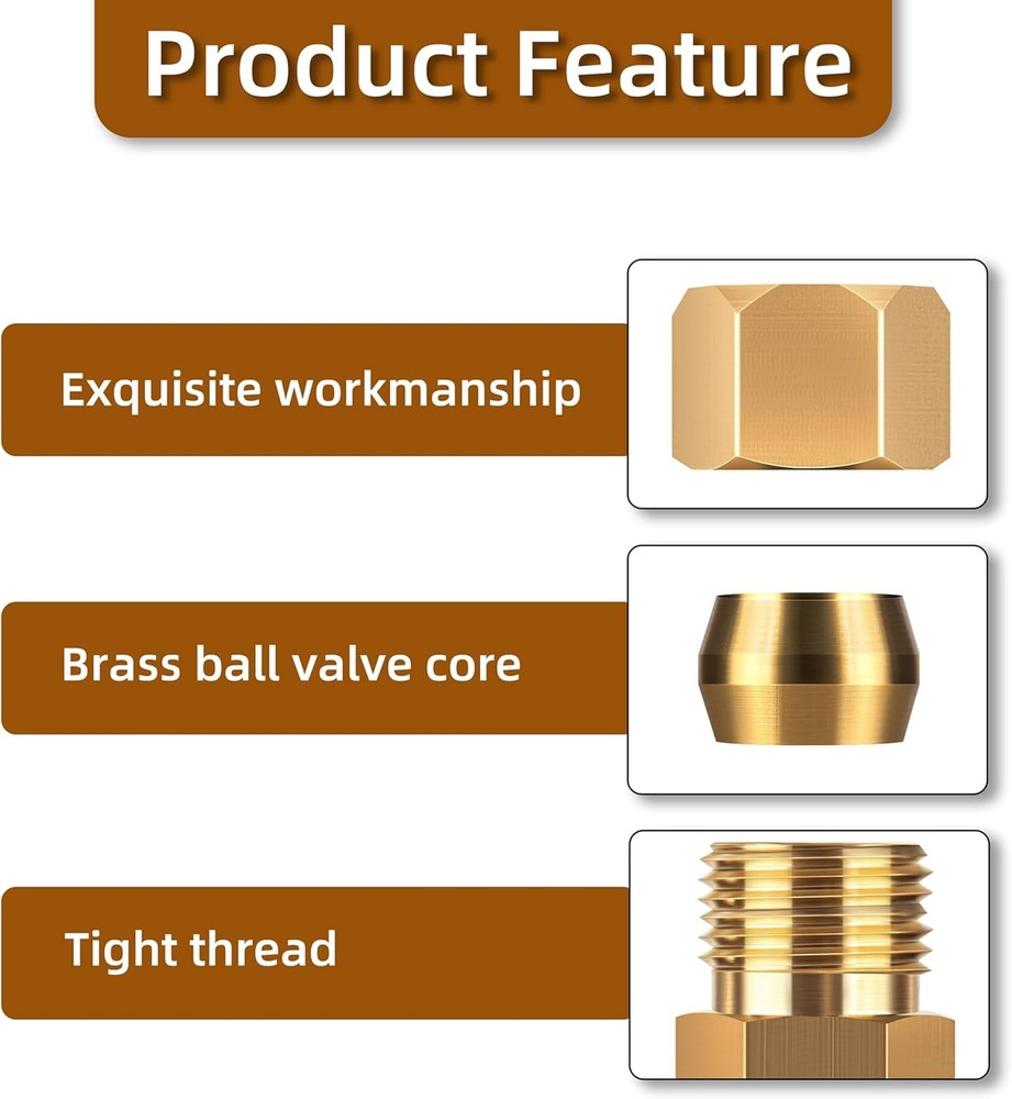 Brass compression tube pipe fitting connector 3/8" (inner diameter),