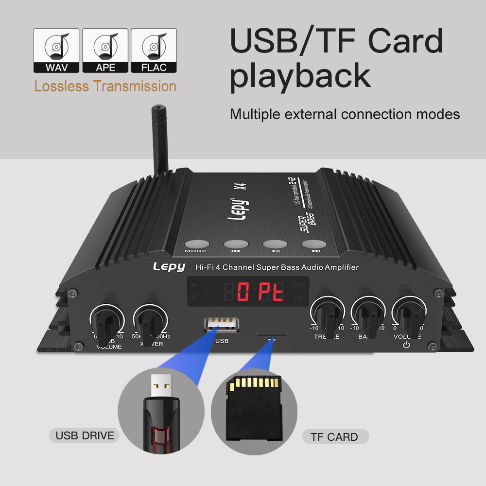 ‌Hi-Fi 240W Multi-Source Amplifier: Bluetooth/Optical/USB/RCA Palm-Sized Design‌