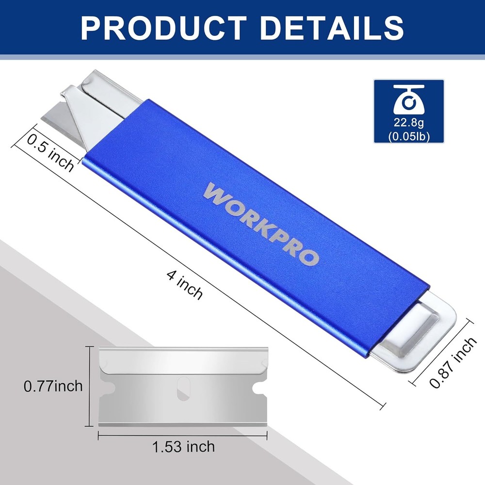 WORKPRO 12Pack Box Cutter Retractable-Utility Knife with Single Edge Razor Blade