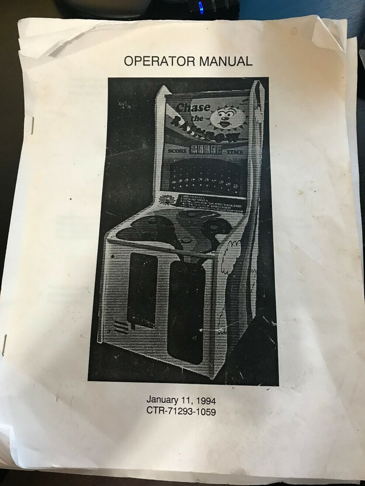 Chase the Rainbow - Purple Star Arcade redemption manual with schematics 1994