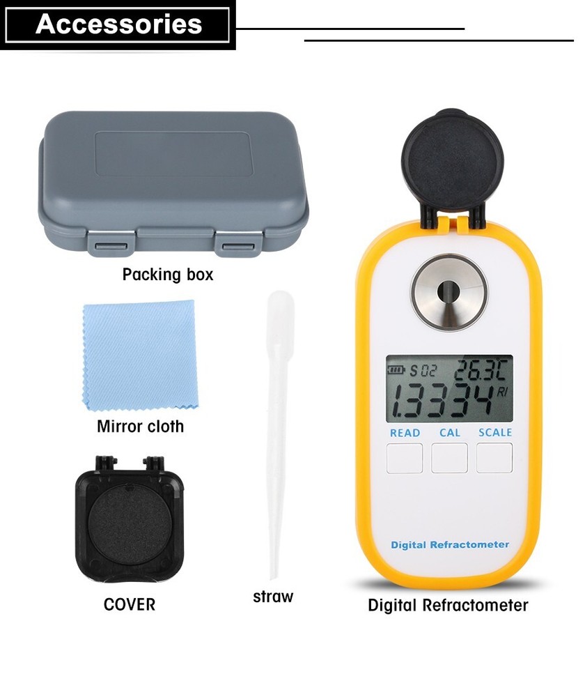 Digital Sugar Brix Refractometer Brix Meter Honey Sugar Content Meter with 0-50%