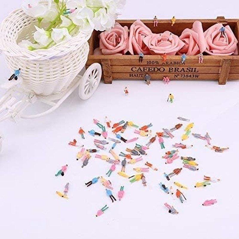 100 Pcs HO Scale Hand Painted Tiny People Models, Mixed Poses (1:100)