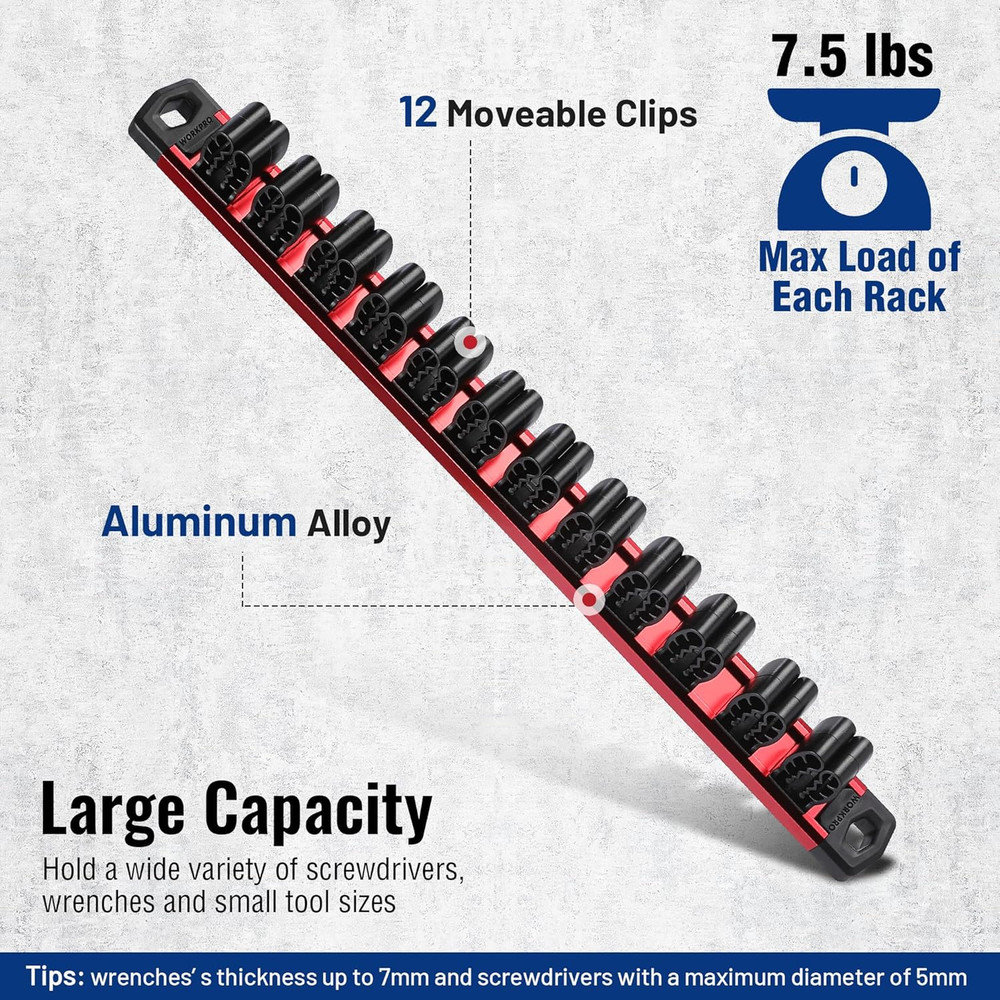 Wall-Mounted Magnetic Tool Storage Rail Organizer for Garage and Workshop