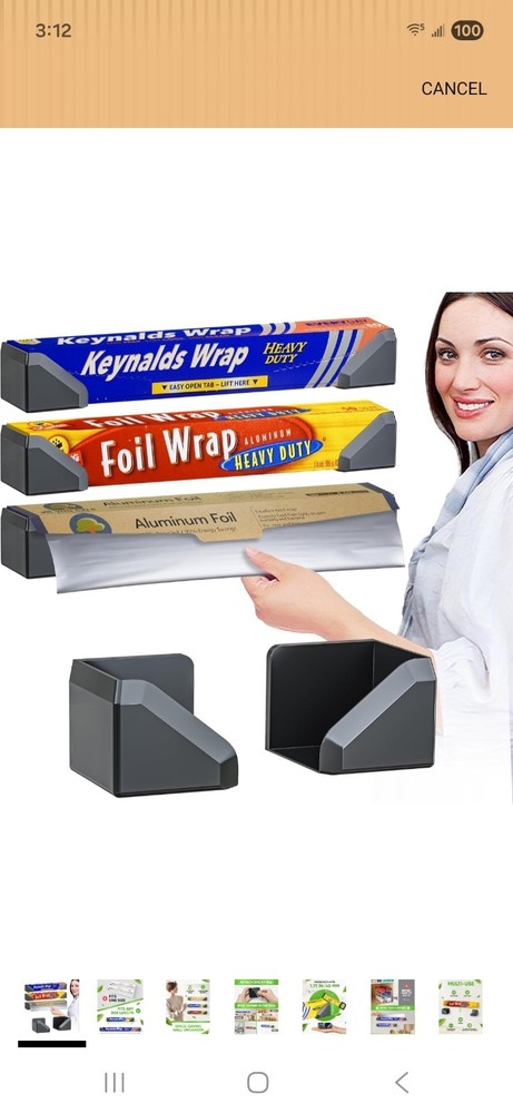 Skywin Adhesive Foil and Plastic Wrap Organizer Black, Fits Box