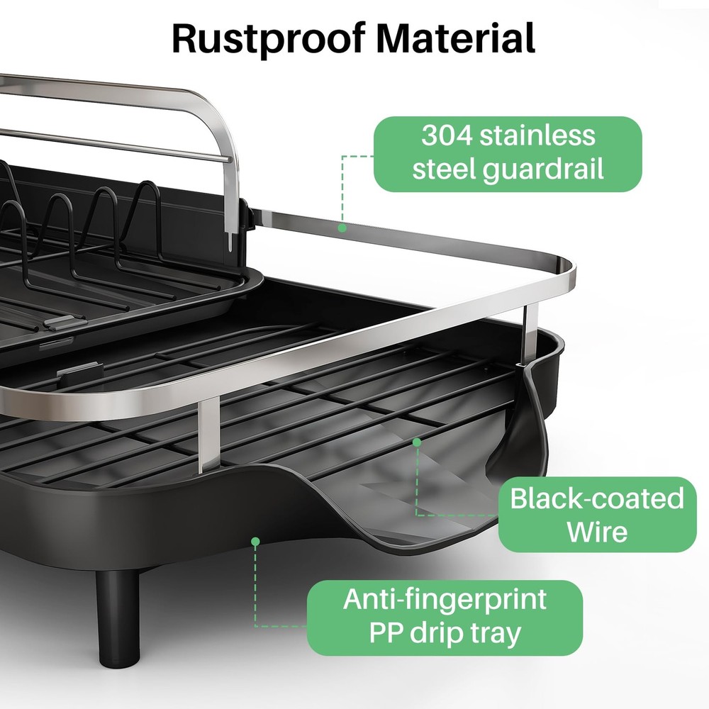 Dish Drying Rack - Expandable Dish Rack for Kitchen Counter, Rust-Resistant D...