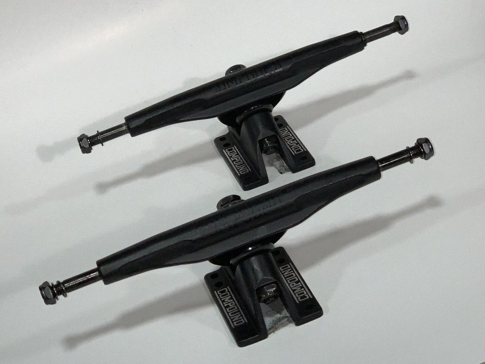 Compound 9.5" Reverse Longboard Cruiser Skateboard Trucks Black Pair Blemished