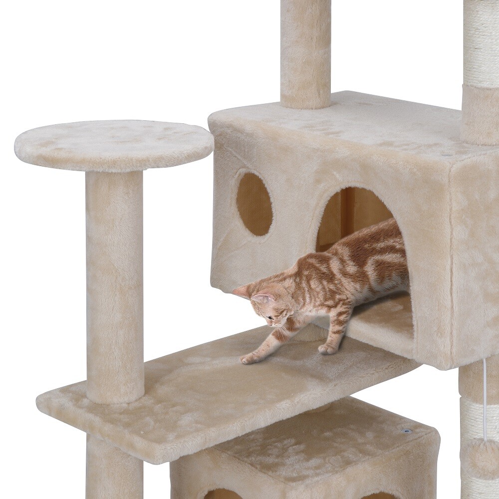 Multi-level Scratching Board 52" Cat Tree Tower for Multiple Cats W/Sisal Posts