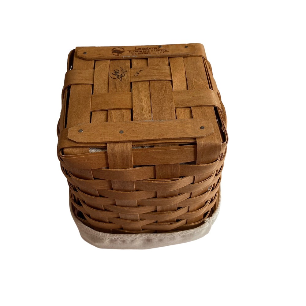 Small Longaberger Basket with Fabric Liner SIGNED 2010