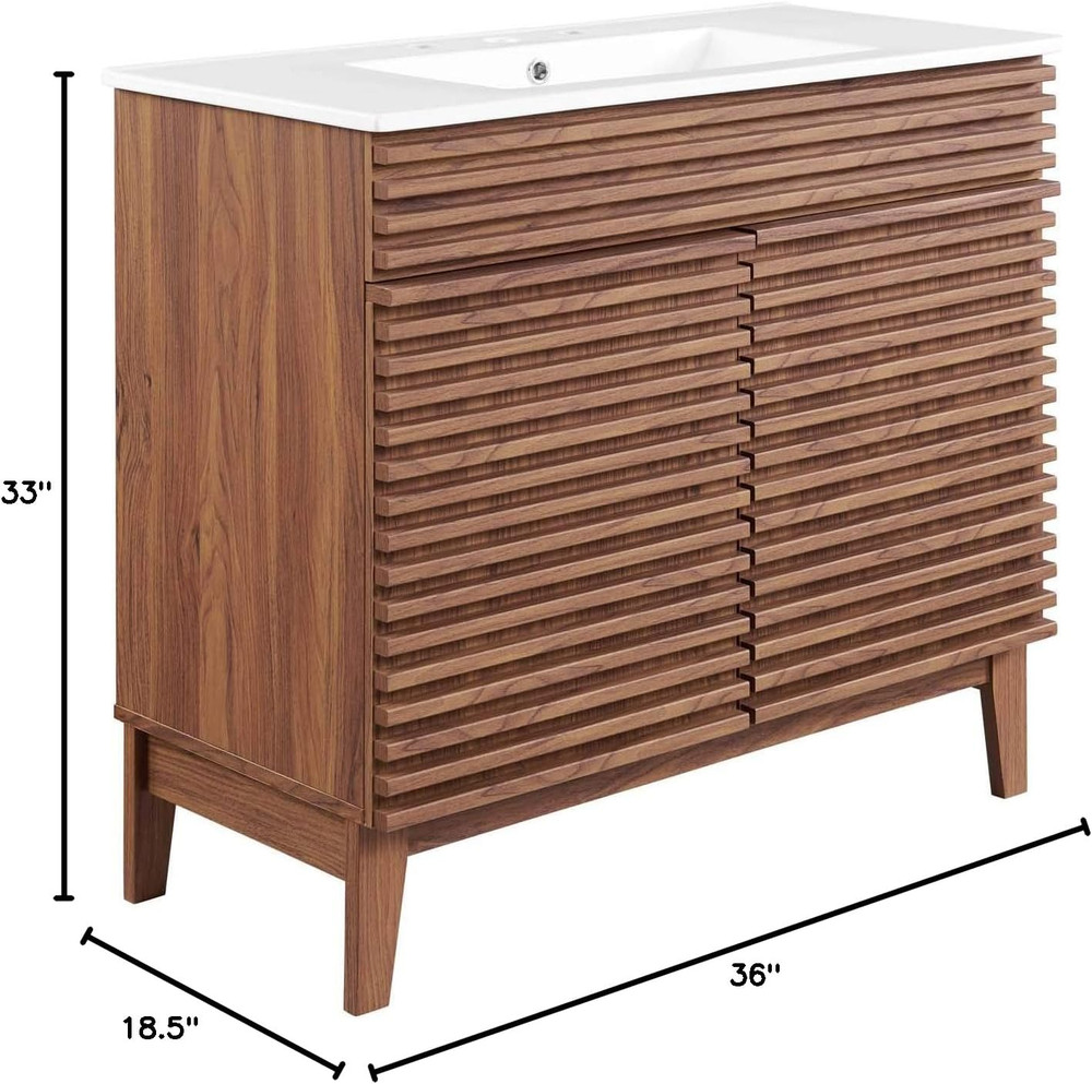 Render 36" Bathroom Vanity in Walnut White