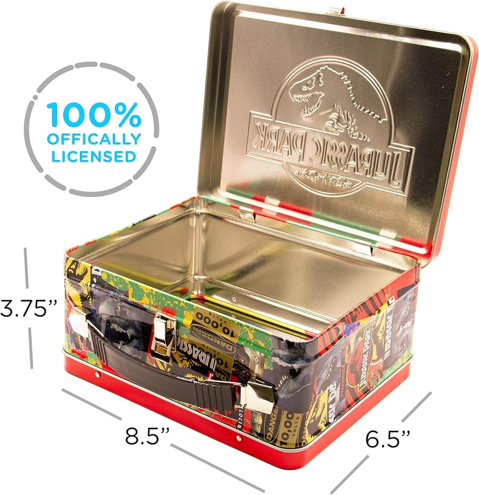 AQUARIUS Jurassic Park Fun Box - Sturdy Tin Storage with Plastic Handle...